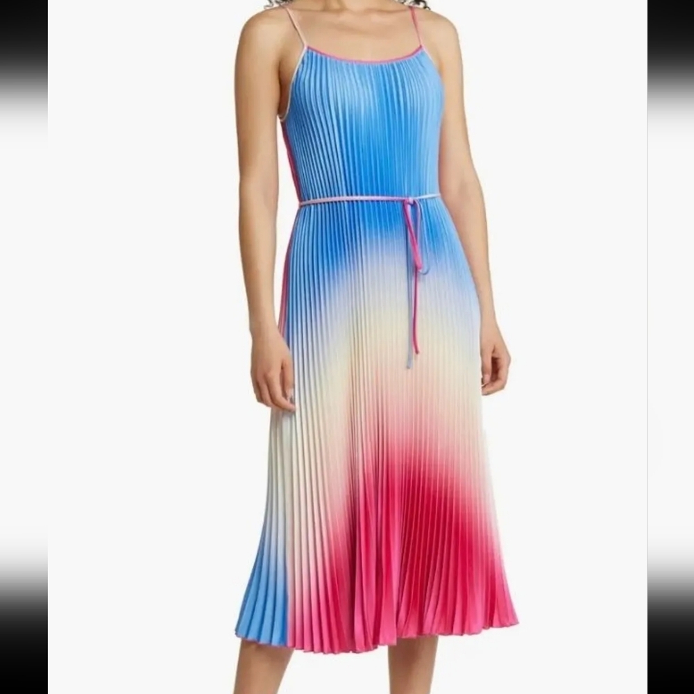 SAM EDELMAN ombré Plissé Satin Midi Dress Size XL